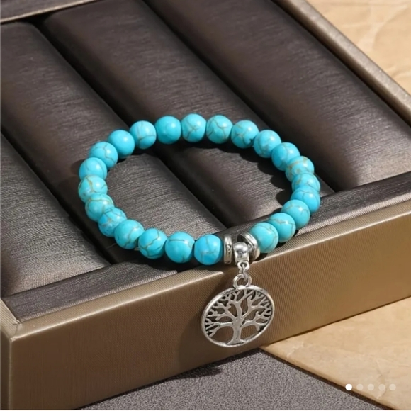 Tree of Life Jewelry - Turquoise Tree Of Life Beaded Turquoise Bracelet